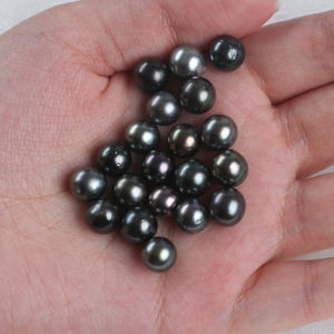 천연 진주 도매 8-8.5mm타히티 어 검은 진주 둥근 모양 바다 진주 느슨한 비즈 - Product Image 3