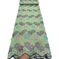 NI.AI Nouveau design Tissu en dentelle suisse voile multicolore à broderie florale 3D avec strass pour femme et soirée