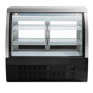 <span class=keywords><strong>Vitrine</strong></span> commerciale d'épicerie <span class=keywords><strong>réfrigérée</strong></span> de réfrigérateur d'affichage de gâteau en verre incurvé noir de 48 pouces - Product Image 1