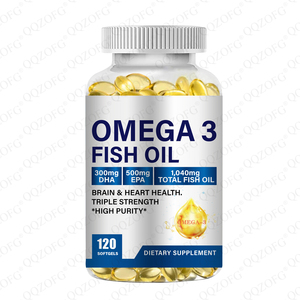 Huile de poisson Oméga <span class=keywords><strong>3</strong></span> de qualité supérieure en gros avec 900 DHA et <span class=keywords><strong>1200</strong></span> EPA, triple concentration, soutient la santé du cerveau et du cœur, complément alimentaire - Product Image 1