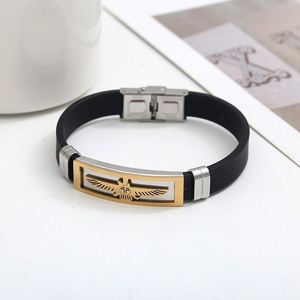 Eco-Friendly OEM Men's Silicone Stainless Steel <b>Bracelet</b> Handmade Jewelry with Custom Charm for Promotional Events - Product Image 1