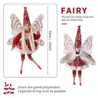 Ornements de Noël en forme de fée de fleurs colorées SOTE, en plastique et polyester, 35 cm, petite taille, figurines, pendentif de Noël à suspendre