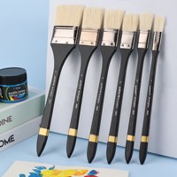 Pinceau plat à poils de sanglier avec manche en bois pour peinture à l'huile, aquarelle, gouache - Pinceau d'artiste fabriqué en Chine