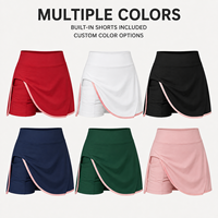 Jupe-short de tennis personnalisée pour femme, taille haute, avec bordure contrastante, short intégré et poches, pour le sport et l'entraînement sur le court de tennis