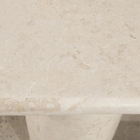 Table console KUMUSI en marbre de luxe léger avec plateau en travertin crème et base cylindrique pour salon, villa, hôtel, taille personnalisable