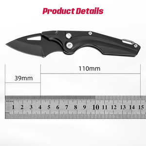 Couteau pliant multifonctionnel, manche en métal vert, couteau tactique d'extérieur, petit couteau de survie de poche - Product Image 2