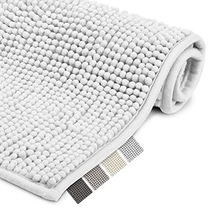 Tapis de bain en chenille ultra doux et absorbant, lavable en machine, rectangulaire, pour salle de bain, baignoire, douche - Product Image 1