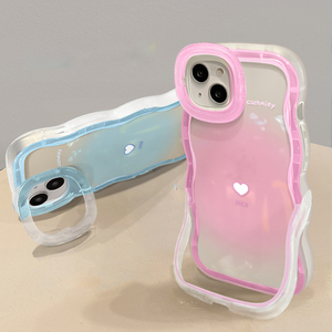 Coque de téléphone portable en TPU à bords ondulés avec double support invisible et motif cœur pour <span class=keywords><strong>iPhone</strong></span> 11 <span class=keywords><strong>12</strong></span> 13 14 15 16 17 Pro Max - Product Image 1