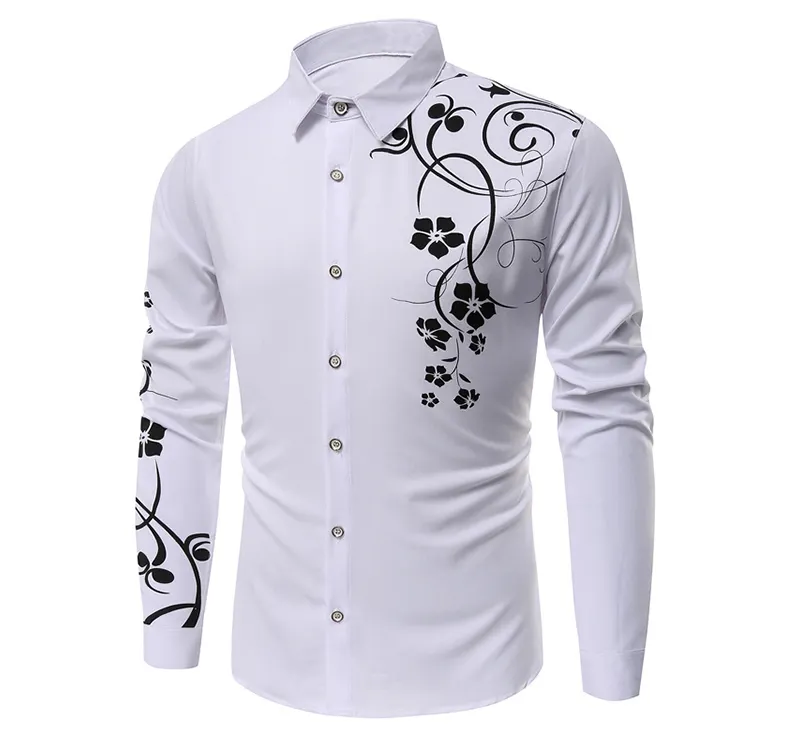 OEM/ODM Men's Cotton Formal Shirts Custom Dress Shirt Luxury Silky Fashion High Quality Long Sleeve Digital Printed Casual Woven