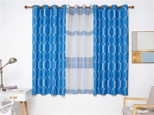 Cortina con estampado de Lámina de poliéster <span class=keywords><strong>para</strong></span> la sala de estar, cortinas transparentes con diseños geométricos - Product Image 5