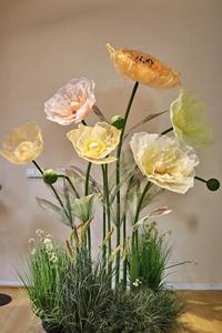 Conjunto de amapola gigante hecho a mano de gama alta de diseñador senior flores artificiales para accesorios de escenario decoración de boda fotografía - Product Image 2