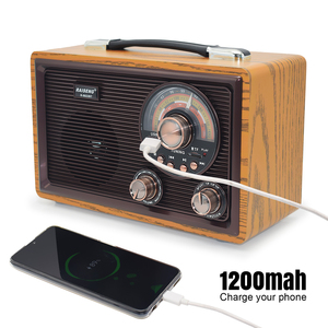 <span class=keywords><strong>Radio</strong></span> FM/AM/SW vintage en bois avec cadran rotatif, radios ondes courtes, <span class=keywords><strong>transistor</strong></span>, 3 voies, batterie, haut-parleur de basse de haute qualité pour la maison - Product Image 2