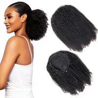 Natuurlijke Indiase 4C Virgin Cheveux Afro Kinky Krullend Menselijk Haar Paardenstaart, Real Kinky Krullend Menselijk Trekkoord Paardenstaart Hair Extensions