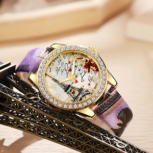 <span class=keywords><strong>Montre</strong></span> Femme Grande Taille Mode Luxe Cristal Tour Eiffel <span class=keywords><strong>Paris</strong></span> Montres Femme Bracelet en Cuir Quartz <span class=keywords><strong>Montre</strong></span>-bracelet Casual Montres Femme - Product Image 3