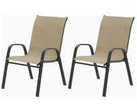 Chaises de salle à manger d'extérieur toutes saisons empilables, chaises de salle à manger d'extérieur en tissu respirant avec structure métallique pour terrasse, bord de piscine, jardin