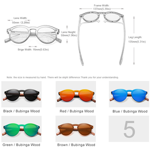 KINGSEVEN Unisex 5791 gafas de sol redondas hechas a mano aleación Natural Bubinga marco de madera polarizado para hombres y mujeres - Product Image 6