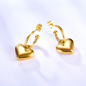 Boucles d'oreilles pendantes en forme de cœur abstrait, plaquées or, en acier inoxydable, cadeau unique pour femmes et filles - Product Image 2