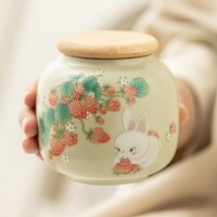 Pot de Salve en Céramique Hermétique Mignon Lapin Fraise pour Cadeaux de Couple