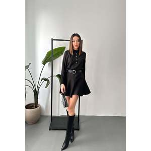 Robe courte en crochet classique noire en gros, style femme de bureau, taille unique, XS-XL, pour les journées, les vacances, les festivals, les célébrations - Product Image 4