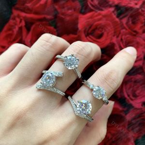 Dylam Sterling Silver Wedding <b>Rings</b> for Her <b>Couples</b> Love <b>Ring</b> Diamond Anniversary <b>Couple</b> Design Real Women Gorgeous - Product Image 2