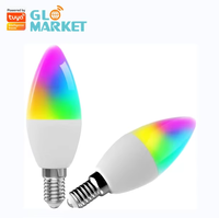 Ampoule LED intelligente WiFi Glomarket Tuya 5W, lumière de bougie moderne, contrôle par application, compatible Alexa Google Home, lampe d'ambiance intelligente, matériau PC