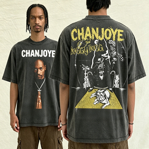 T-shirt personnalisé avec logo imprimé numériquement, 250 g/m², style vintage hip-hop, effet délavé, coupe ample et carrée, streetwear pour homme - Product Image 1