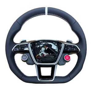 Volante de Cuero con Botón de Arranque para Audi Q8 SQ8 A3 8V A4 B8 B9 A5 B8 <span class=keywords><strong>A6</strong></span> C7 C8 A7 A8 S3 S4 S5 S6 S7 RS3 RS5 RS7 RS6 - Product Image 2