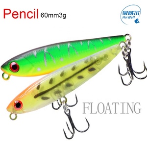 Leurre de pêche artificiel flottant Topwater Stickbait Pencil 60mm 3g OEM ODM avec hameçon triple - Product Image 5
