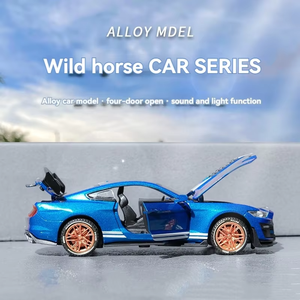 Modèle Ford <span class=keywords><strong>Mustang</strong></span> GT500 en alliage <span class=keywords><strong>1</strong></span>:32 moulé sous pression avec portes de retrait son et lumière jouet de collection d'affichage de modèle de voiture en métal ouvert - Product Image 2