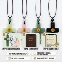 Collier intelligent NFC en pierres précieuses, croix en jade pour la lecture de versets bibliques et le partage de cartes de visite numériques