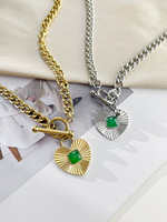 Nouveau collier en acier inoxydable en gros en forme de coeur résine pendentif OT fermoir cubain chaîne collier pour les femmes