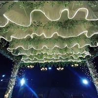 Rideau en maille lumineuse Muwei avec lumières LED - Voile en tulle souple et scintillant en spirale ROMANTIC pour la décoration de plafond, d'événements et de murs de mariage