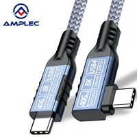 Câble de charge USB4 Type C 40 Gbps 240 W, transfert de données, angle droit, tressé, prend en charge 8K/60Hz, robuste pour iPhone/MacBook/iPad