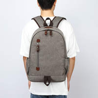 ZUOLUNUO Mochila Personalizada al por Mayor de Lona Vintage con Detalles en Cuero, Mochila Unisex Casual para Viajes, Escuela, para Hombres y Mujeres