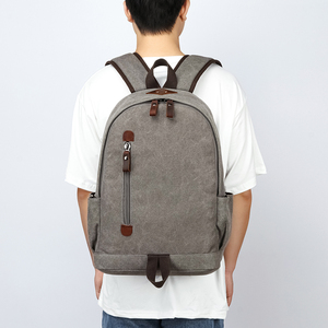 <span class=keywords><strong>Sac</strong></span> à <span class=keywords><strong>dos</strong></span> unisexe ZUOLUNUO personnalisé en toile vintage avec garniture en <span class=keywords><strong>cuir</strong></span>, idéal pour les voyages décontractés et l'école, pour hommes et femmes - Product Image 6