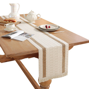 Cotton and Linen <strong>Table</strong> Runner with Tassels for Wedding Festivals <strong>Easter</strong> Decoration <strong>Table</strong> <strong>Cloth</strong> for Farmhouse - Product Image 4
