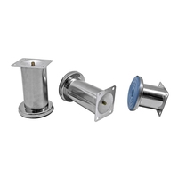 Pieds de Meuble Rond en Aluminium Chromé pour Table Basse, Canapé, Lit ou Meuble Droit