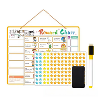 Tableau de récompenses magnétique personnalisé imprimé, effaçable à sec, pour enfants, pour favoriser les bonnes habitudes des tout-petits avec autocollants étoiles - Grande Vente
