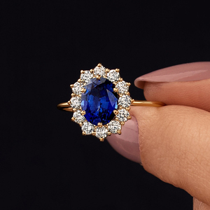 <span class=keywords><strong>Bague</strong></span> de fiançailles en <span class=keywords><strong>or</strong></span> massif 9k/10k/14k/18k <span class=keywords><strong>saphir</strong></span> bleu coupe ovale classique MaiYi Fine Jewelry pour femmes - Product Image 6