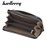 Baellerry dompet genggam panjang pria, dompet Bisnis Kelas tinggi kulit PU saku ritsleting besar klasik