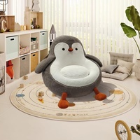 Canapé-lit enfant en tissu à dossier capitonné, design artistique, en forme de pingouin, motif dessin animé créatif, collection Black Hole Space