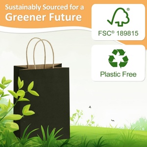 ถุงกระดาษคราฟท์สีดำแบบกำหนดเอง ย่อยสลายได้ พร้อมหูหิ้ว สำหรับบรรจุภัณฑ์อาหาร ของขวัญ ช้อปปิ้ง และซื้อกลับบ้าน มีสินค้าในสต็อก - Product Image 3