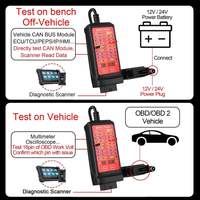Boîtier de test CAN CTB007 12V 24V OBD2 avec câble 16 broches, testeur de diagnostic de circuit, outil d'analyse des pannes de voiture pour tous les véhicules