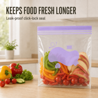 Sac refermable personnalisé en PE de qualité alimentaire sans BPA pour collations/aliments pour animaux de compagnie avec soufflet de fond et fermeture éclair à clic