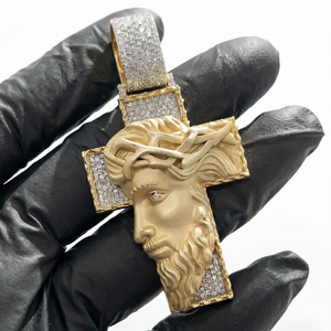 Pendentif Croix Jésus Chrétien en Moissanite Taille Brillant Style Hip-hop Collier en Argent Sterling Plaqué Argent Certifié GRA Unisexe - Product Image 1