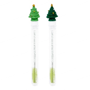 2 brosses à mascara réutilisables, brosse à cils et à sourcils colorée en forme d'arbre de noël - Product Image 2