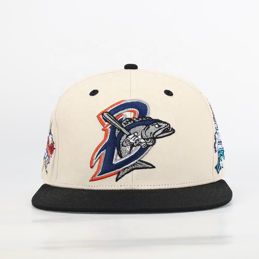 Wholesale Cotton Hip Hop OEM Embroidery Logo Sporty Hat Custom High Quality 6 Panel Flat Brim Snapback Cap Woven Patch Gorras