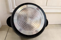 Casserole en aluminium antiadhésive pour soupe et couscous, sans fumée d'huile, pour cuisinière à gaz, usage domestique, avec couvercle en silicone et verre
