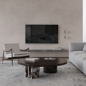 Bộ bàn trà hiện đại kiểu Pháp, khung gỗ, mặt đá, phong cách tối giản, màu đen, dùng làm bàn cạnh ghế sofa, phù hợp cho khách sạn, phòng khách, căn hộ. - Product Image 5