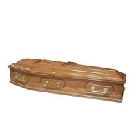Ataúdes funerarios ensamblados de estilo europeo, suministro de fábrica, ataúd satinado de madera maciza profesional de alta calidad